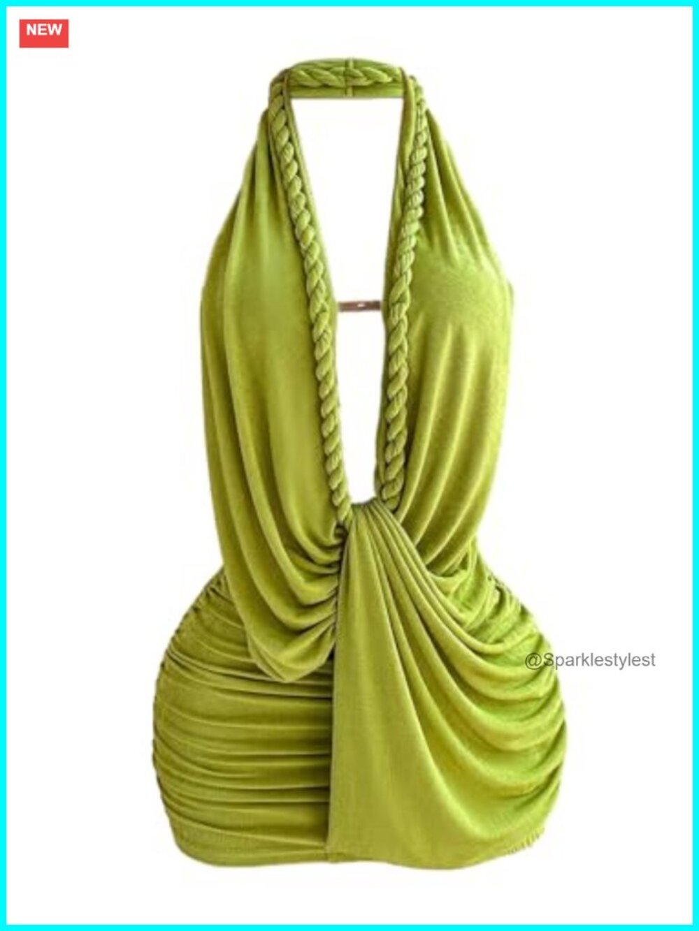 Women's Halter Mini Dress Ruched Bodycon Sleeveless Backless Summer Beach